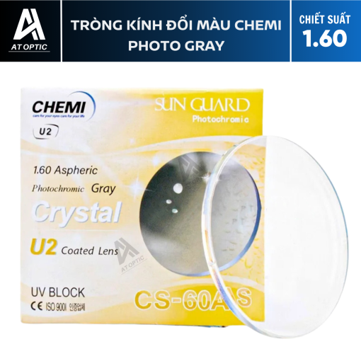 Tròng kính đổi màu CHEMI PHOTO GRAY 1.60 U2