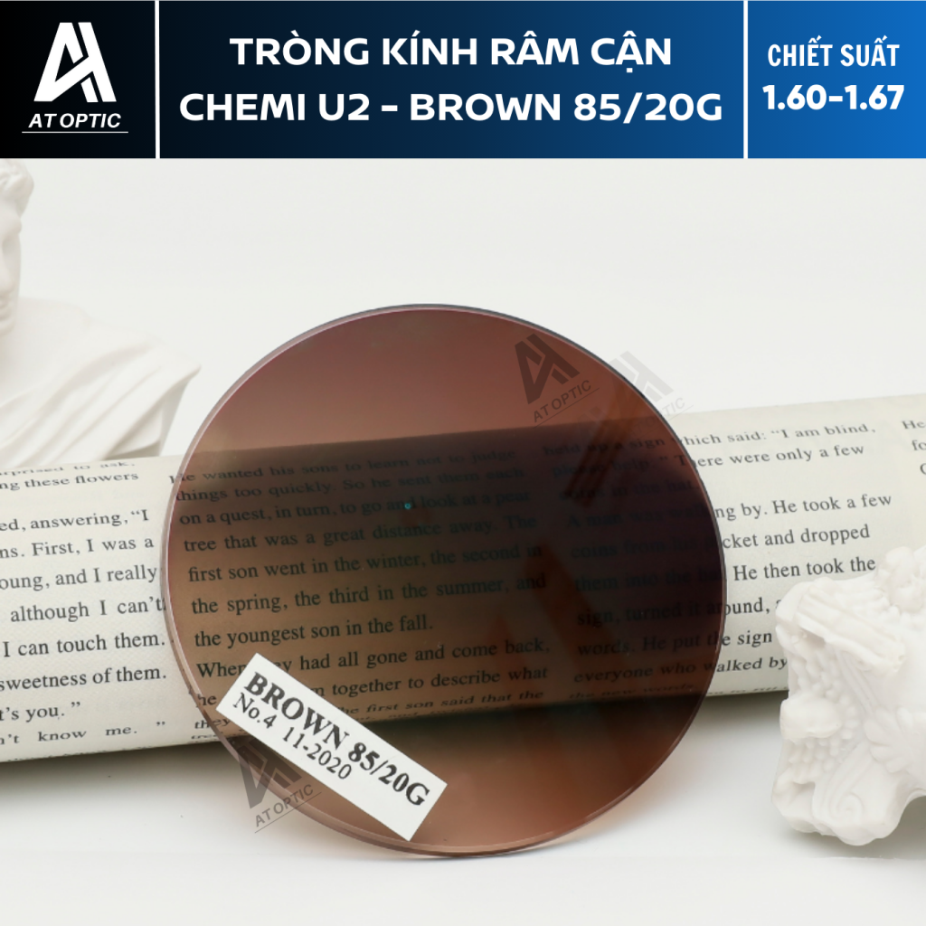 Tròng Kính Râm Cận Chemi U2 - Brown 85/20G