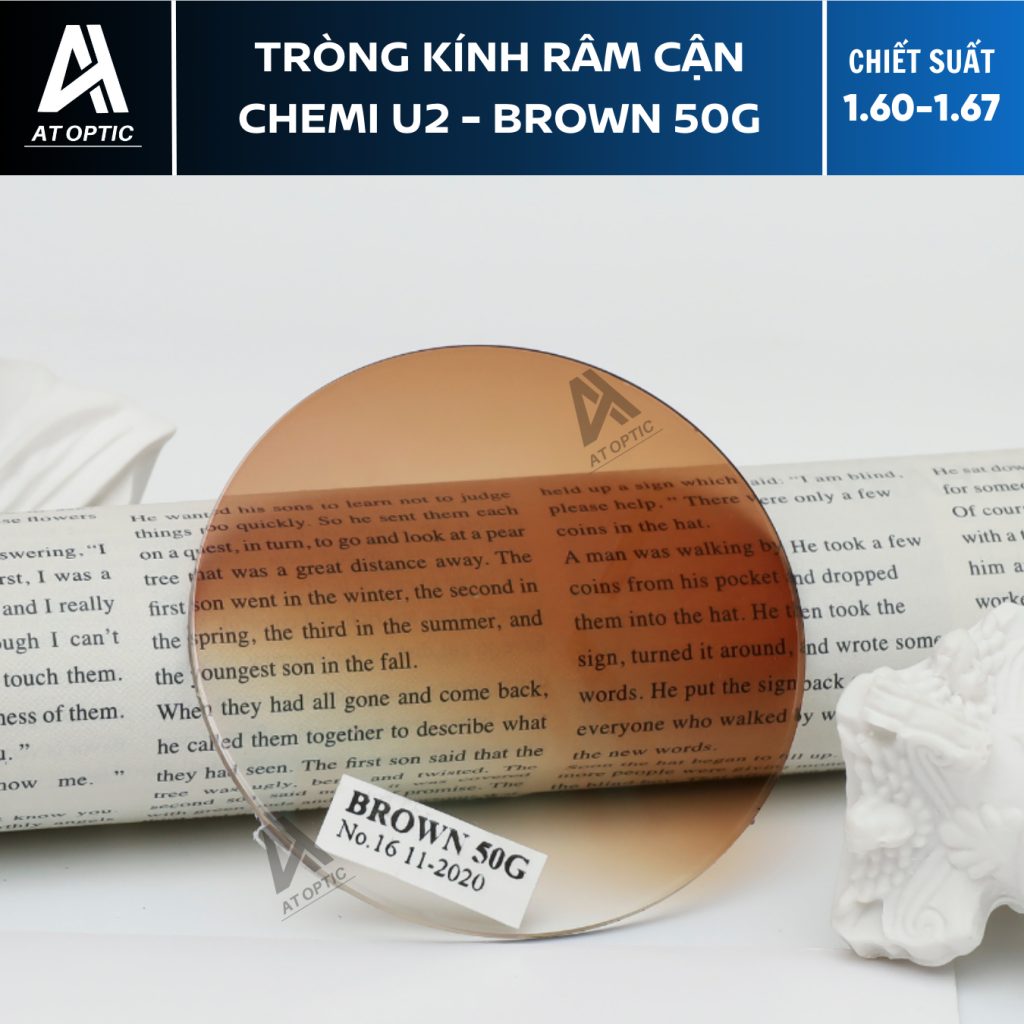 Tròng Kính Râm Cận Chemi U2 - Brown 50G