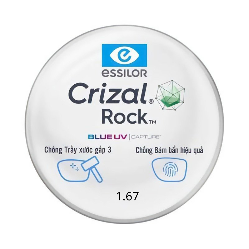 Tròng Kính Chống Ánh Sáng Xanh Essilor Crizal Rock - Chiết Suất 1.67
