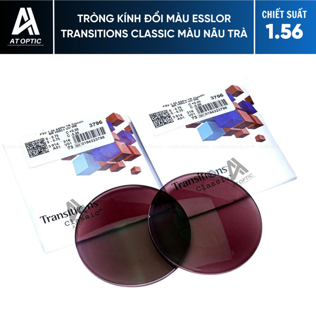 Tròng Kính Đổi Màu Essilor Transitions Classic Màu Nâu Trà - Chiết Suất 1.56