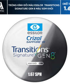 Tròng Kính Đổi Màu Essilor Transitions Signature Gen 8 Màu Xám Khói - Chiết Suất 1.67