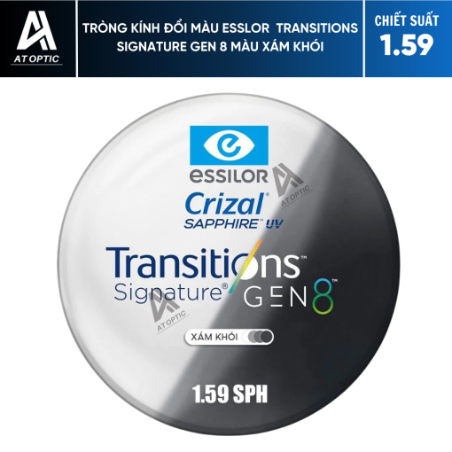 Tròng Kính Đổi Màu Essilor Transitions Signature Gen 8 Màu Xám Khói - Chiết Suất 1.59