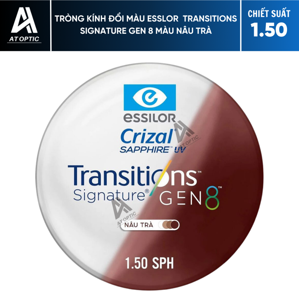 Tròng Kính Đổi Màu Essilor Transitions Signature Gen 8 Màu Nâu Trà - Chiết Suất 1.50