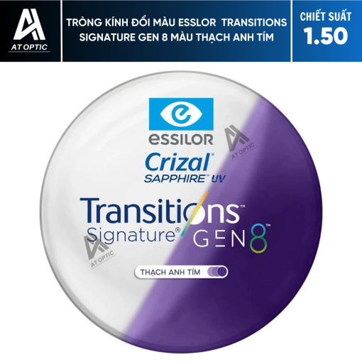 Tròng Kính Đổi Màu Essilor Transitions Signature Gen 8 Màu Thạch Anh Tím - Chiết Suất 1.50