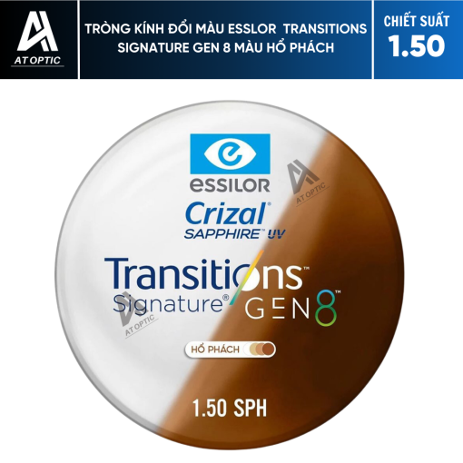 Tròng Kính Đổi Màu Essilor Transitions Signature Gen 8 Màu Hổ Phách - Chiết Suất 1.50