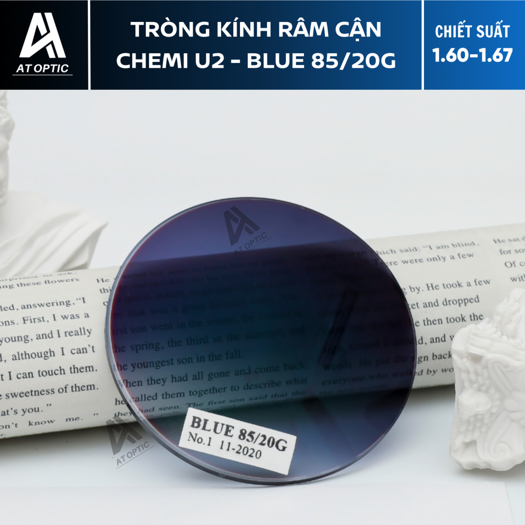 Tròng Kính Râm Cận Chemi U2 - Blue 85/20G