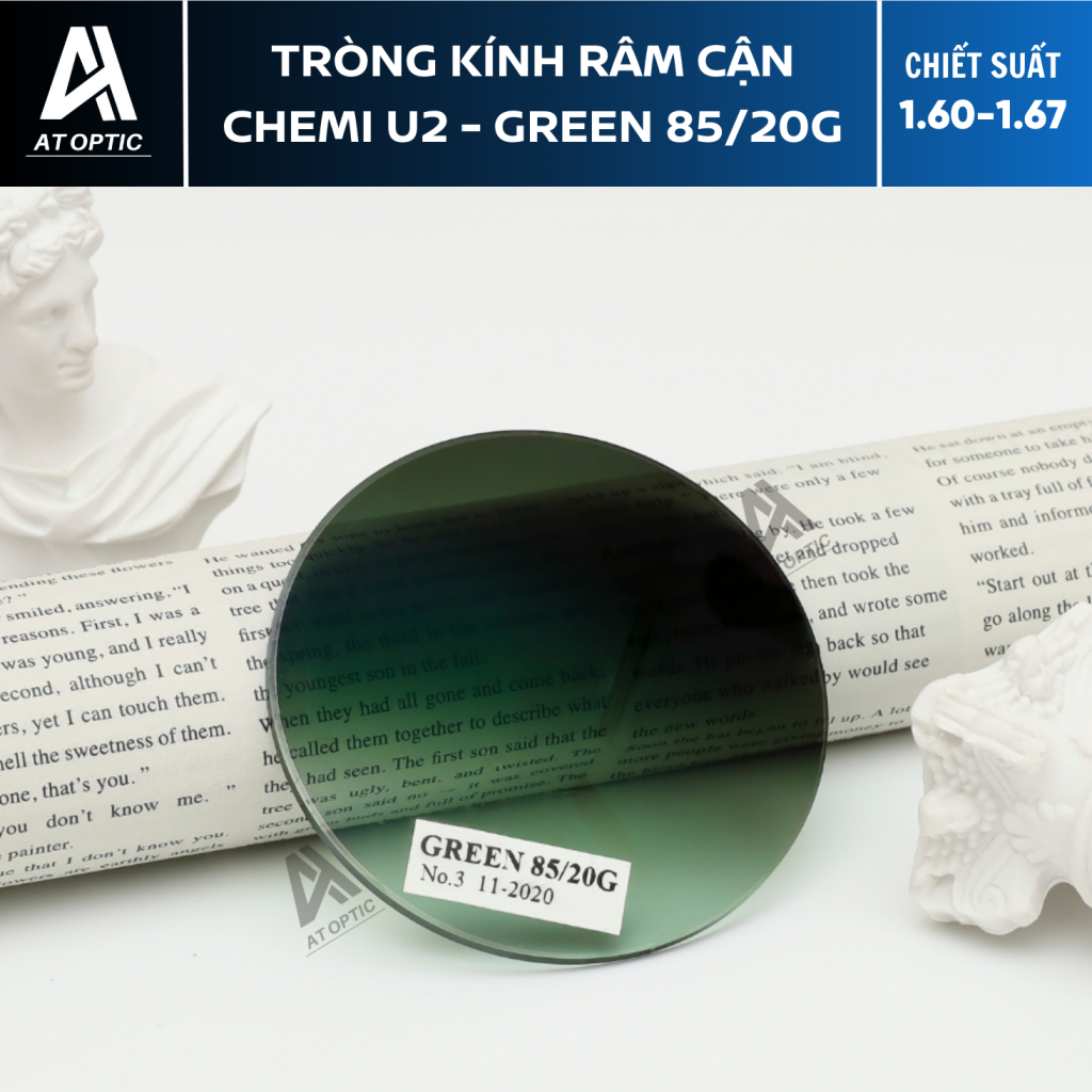 Tròng Kính Râm Cận Chemi U2 - Green 85/20G