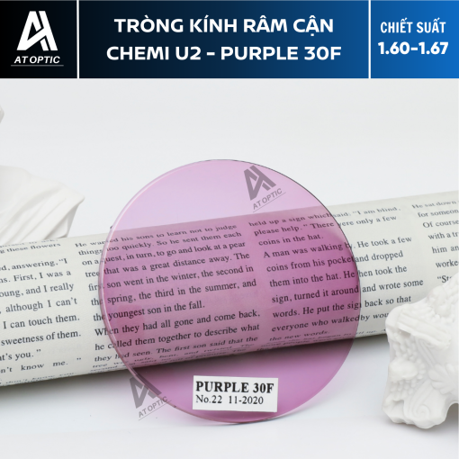 Tròng Kính Râm Cận Chemi U2 - Purple 30F