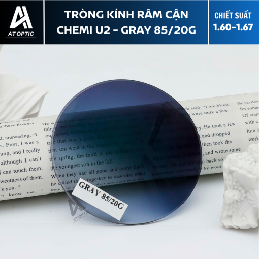 Tròng Kính Râm Cận Chemi U2 - Gray 85/20G