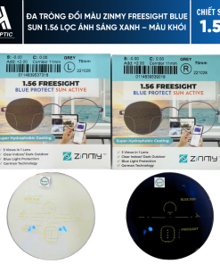 Đa tròng ĐỔI MÀU ZINMY FREESIGHT BLUE SUN 1.56 LỌC ÁNH SÁNG XANH - MÀU KHÓI