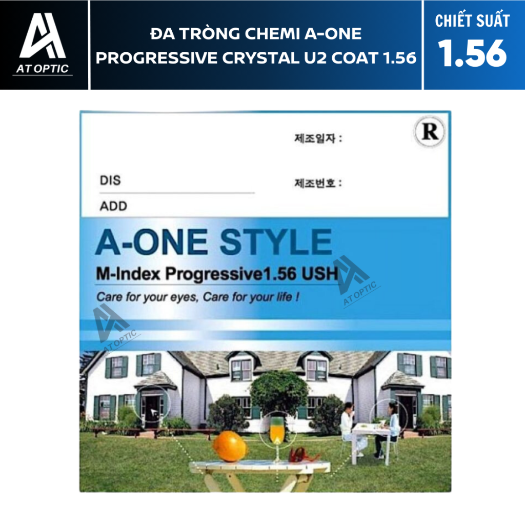 ĐA TRÒNG CHEMI A-ONE PROGRESSIVE CRYSTAL U2 COAT 1.56