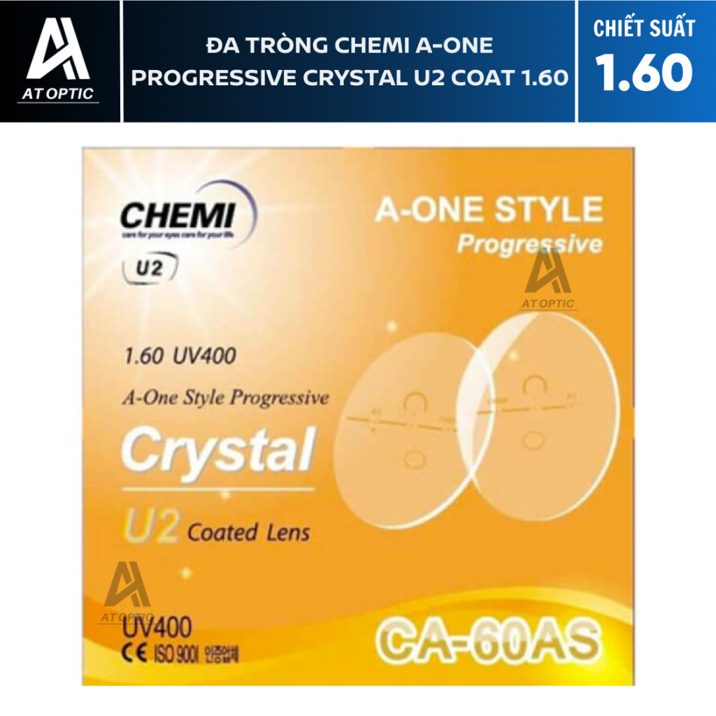 ĐA TRÒNG CHEMI A-ONE PROGRESSIVE CRYSTAL U2 COAT 1.60