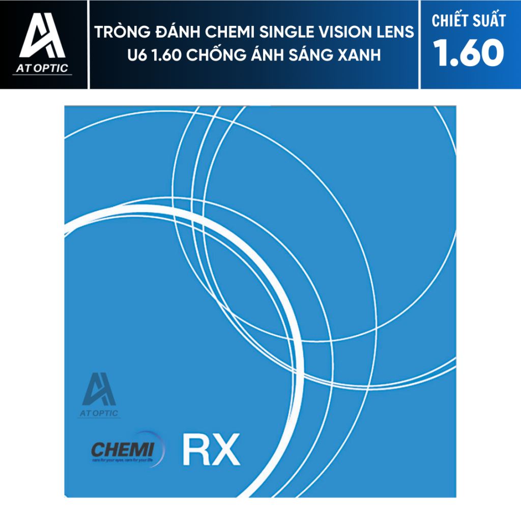 Tròng đánh CHEMI SINGLE VISION LENS U6 1.60 chống ánh sáng xanh