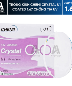 Tròng kính CHEMI CRYSTAL U1 COATED 1.67 CHỐNG TIA UV