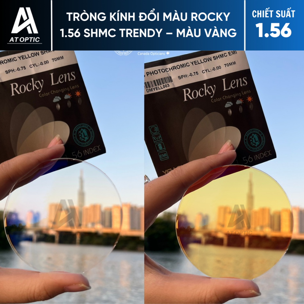 Tròng kính Đổi Màu ROCKY 1.56 SHMC TRENDY - Màu Vàng