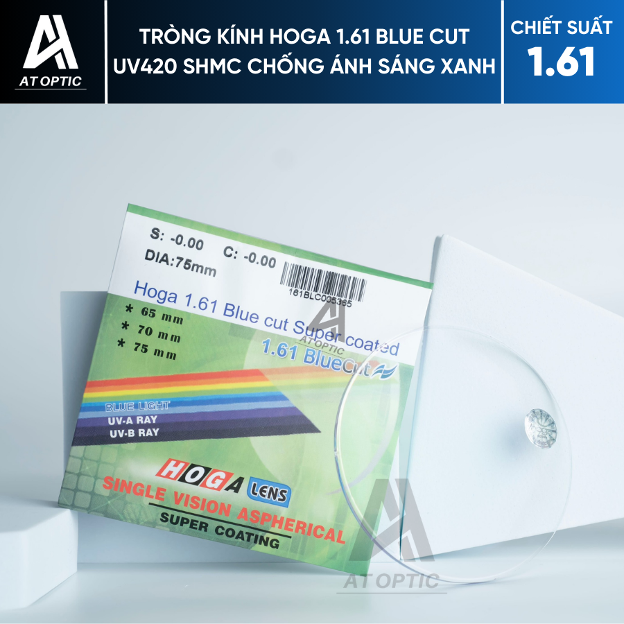 Tròng kính HOGA 1.61 BLUE CUT UV420 SHMC Chống ánh sáng xanh