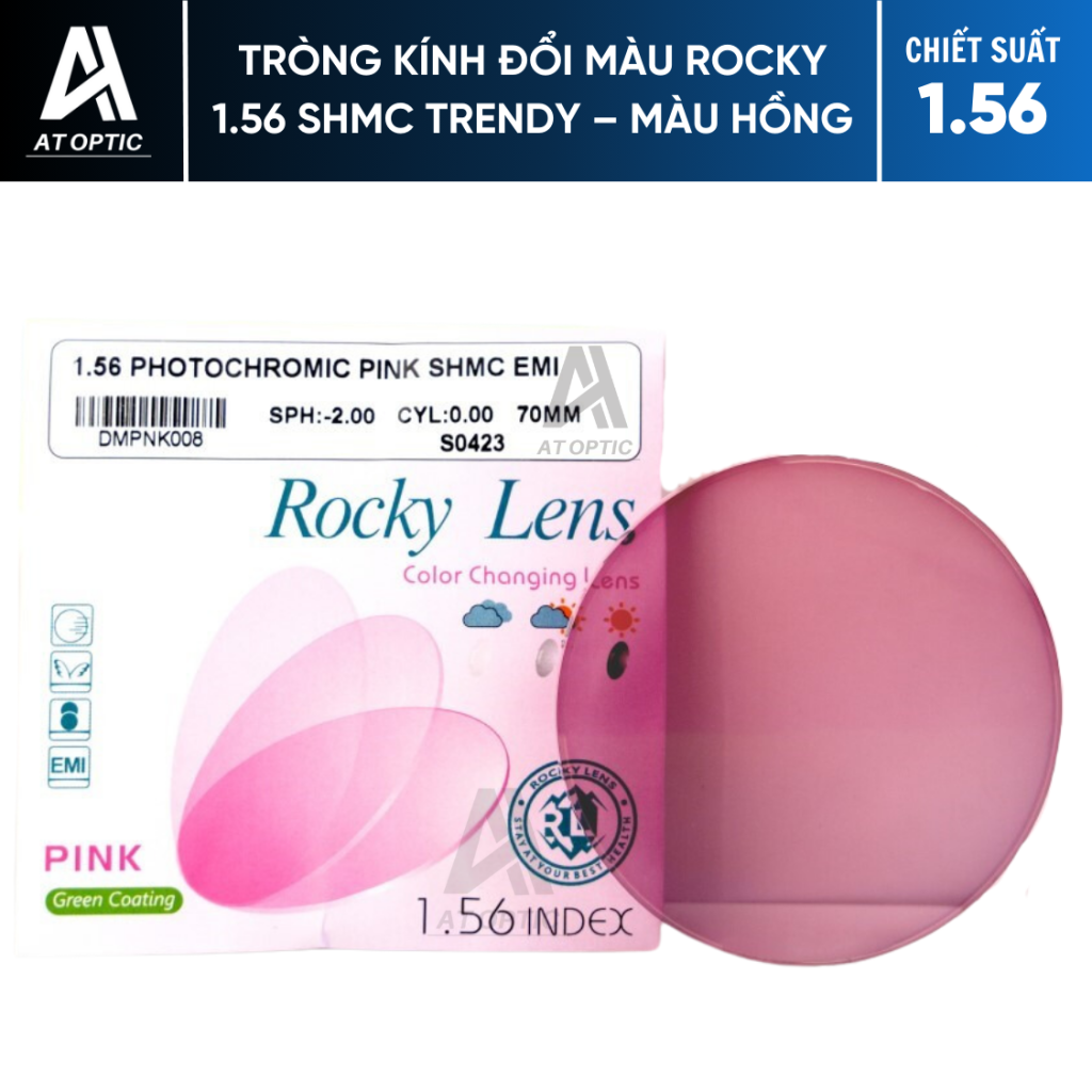 Tròng kính Đổi Màu ROCKY 1.56 SHMC TRENDY - Màu Hồng