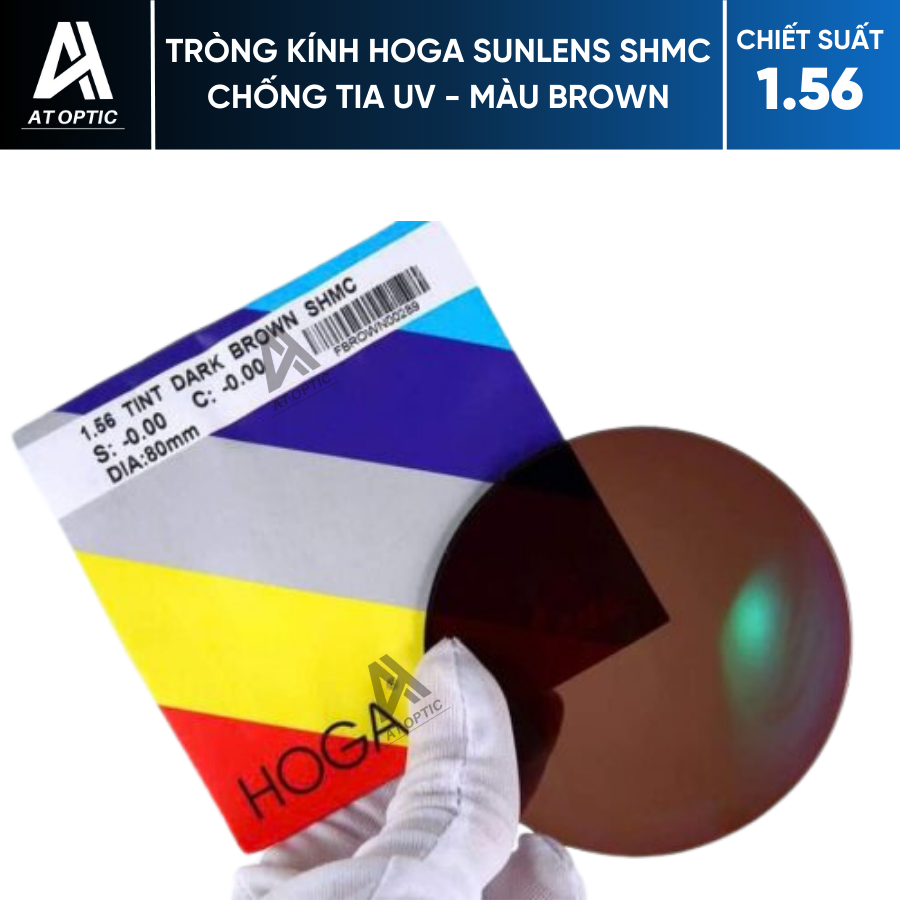 Tròng Kính Râm Cận Hoga 1.56 Sunlens Shmc Chống Tia Uv Màu Brown