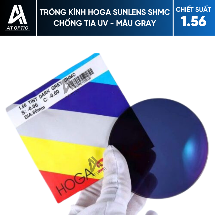 Tròng kính HOGA 1.56 SUNLENS SHMC Chống tia UV- Màu Gray