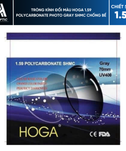 Tròng kính Đổi màu HOGA 1.59 POLYCARBONATE PHOTO GRAY SHMC Chống bể