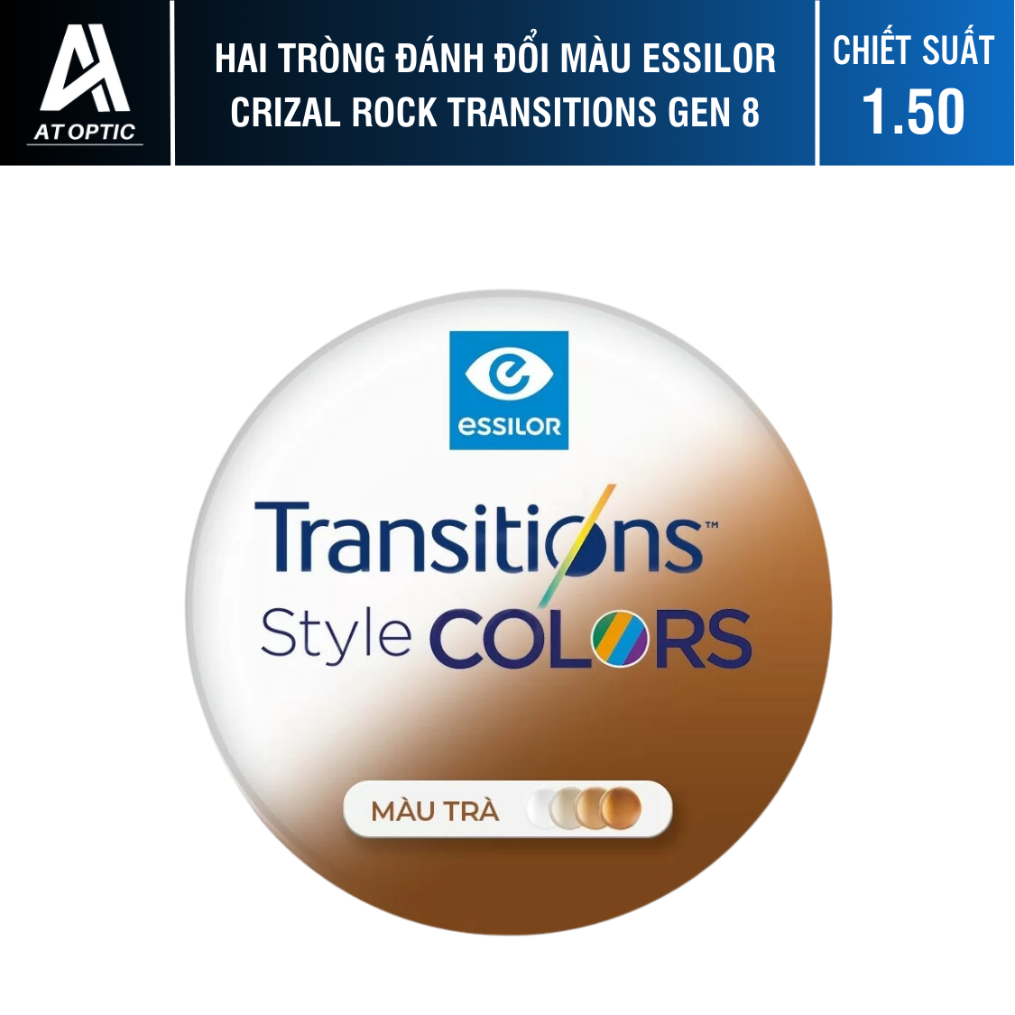 Hai Tròng Đánh Đổi màu Essilor Crizal Rock Transitions Gen 8