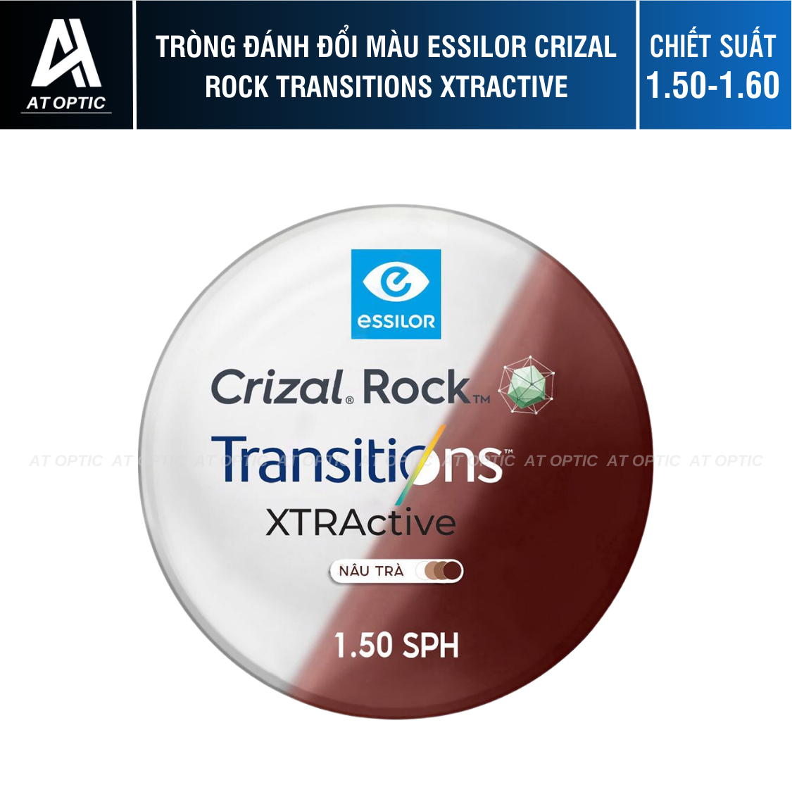 Tròng đánh Đổi màu Essilor Crizal Rock Transitions Xtractive