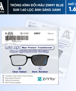 Tròng kính ĐỔI MÀU ZINMY BLUE SUN 1.60 LỌC ÁNH SÁNG XANH