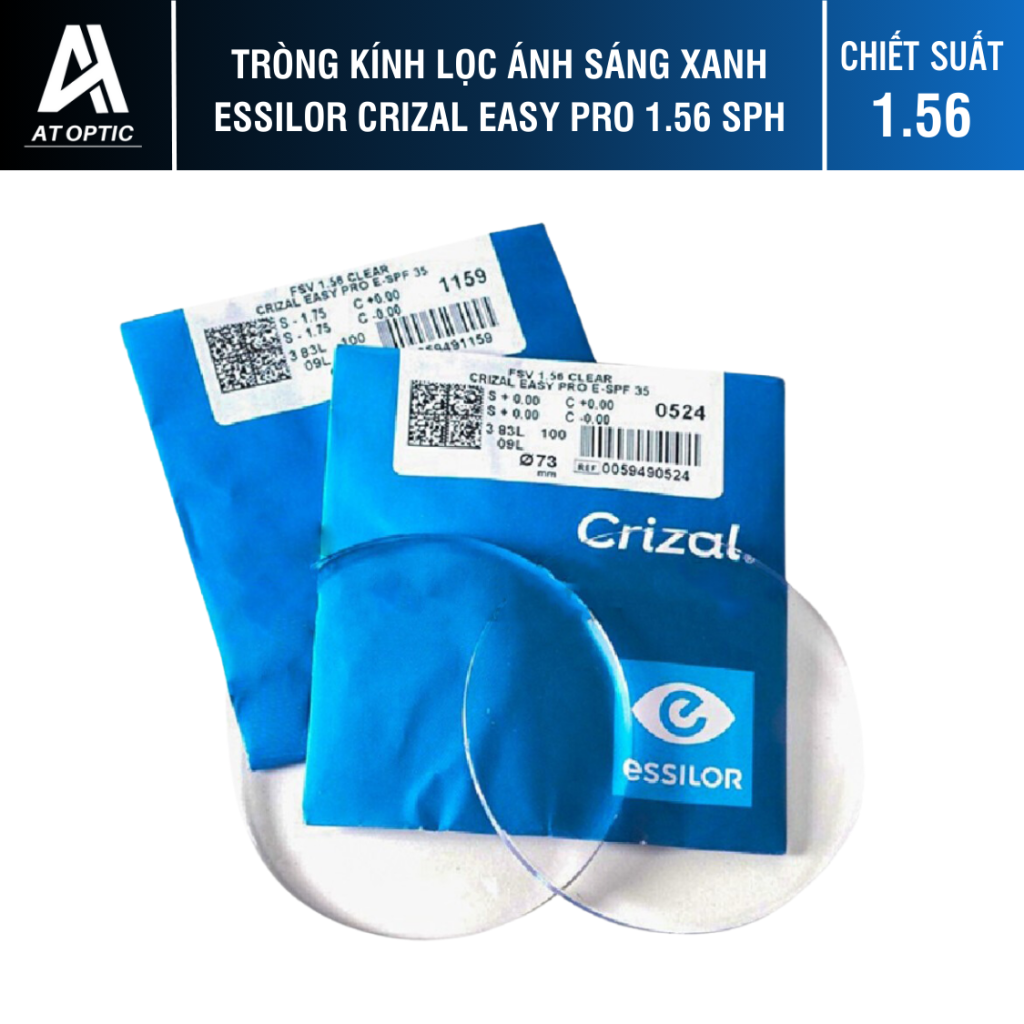 Tròng kính Lọc ánh sáng xanh Essilor Crizal Easy Pro 1.56 SPH