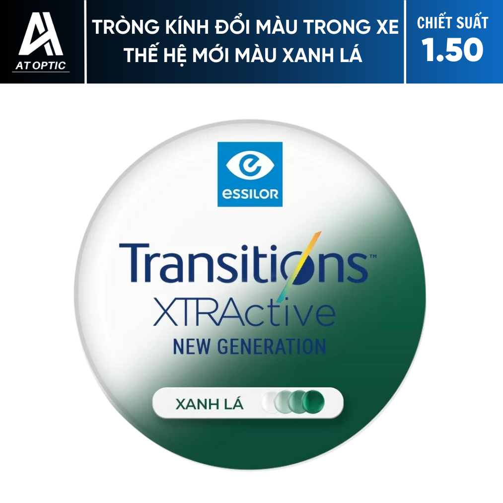 Tròng Kính Đổi Màu Trong Xe Thế Hệ Mới – Essilor Transitions Xtractive New Generation 1.50 Màu Xanh Lá Graphite