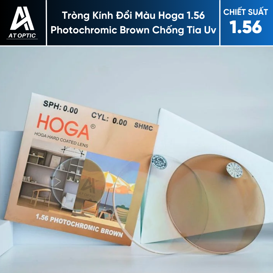 Tròng Kính Đổi Màu Hoga 1.56 Photochromic Brown Chống Tia Uv