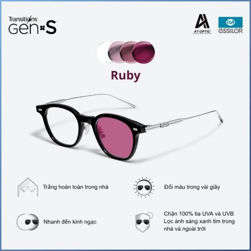 Tròng Đổi Màu Essilor Transitions Signature Gen S Hồng Ngọc Ruby