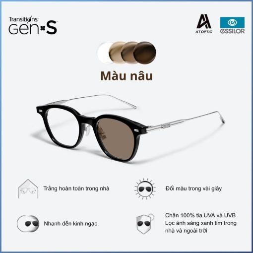 Tròng Đổi Màu Essilor Transitions Signature Gen S Nâu Trà Brown