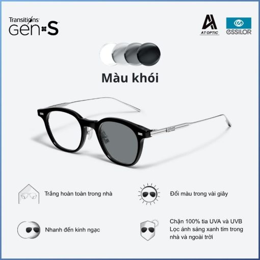 Tròng Đổi Màu Essilor Transitions Signature Gen S Khói Gray