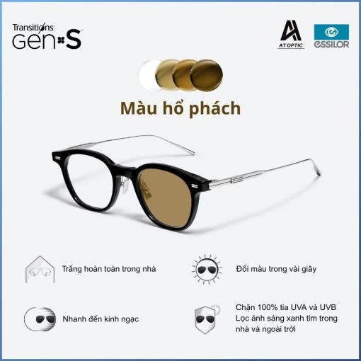 Tròng Đổi Màu Essilor Transitions Signature Gen S Hổ Phách Amber