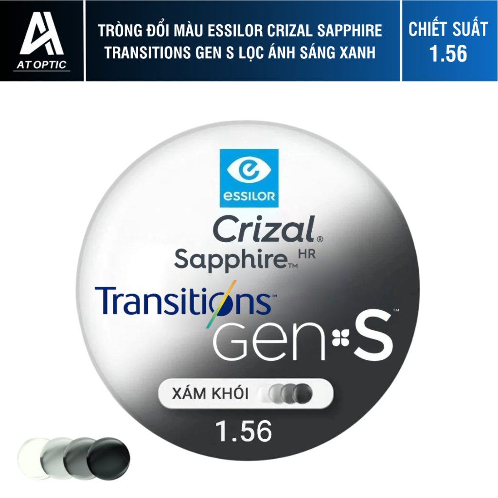 Tròng Đổi Màu Essilor Transitions Signature Gen S Khói Gray